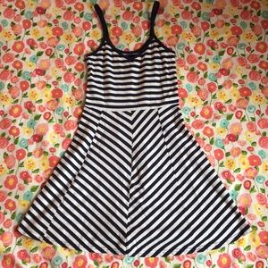 Navy and white striped summer dress
